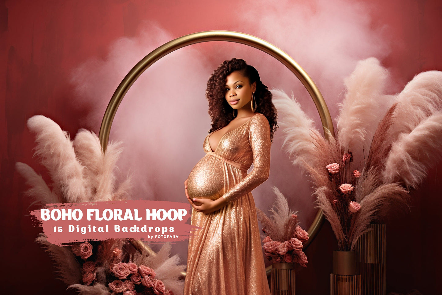15 Boho Digital Backdrops Floral Ring Maternity Backdrop Overlays Maternity Studio Background Floral Fine Art Textures Photoshop Overlays