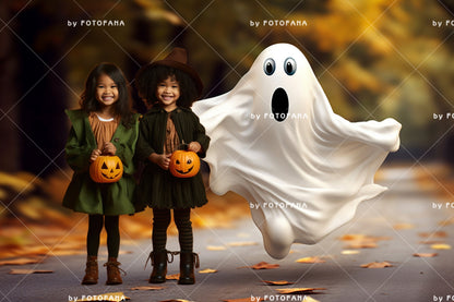 Ghost street Halloween digital photography backdrop