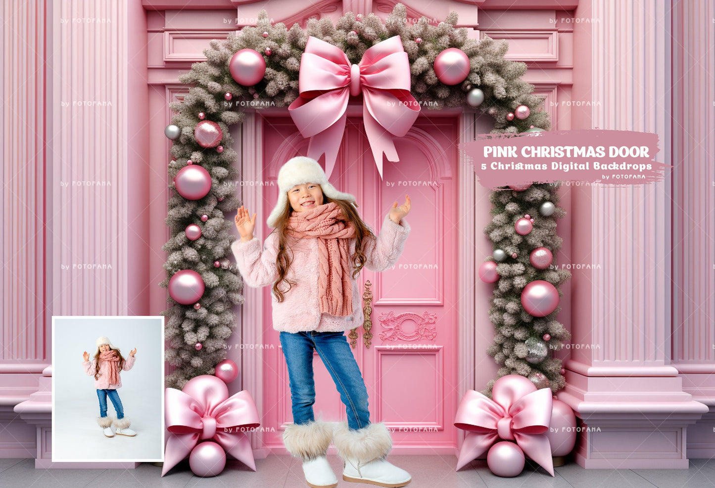 5 Christmas Digital Background Pink Christmas Digital Backdrop Holiday Phogtography Overlay for kids Toddlers Pets Christmas Backdrop JPG