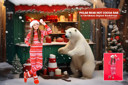 10 Christmas Digital Backdrop Photography Christmas Background Composite Polar Bear Hot Cocoa Bar Christmas Bear Winter Christmas Polar Bear
