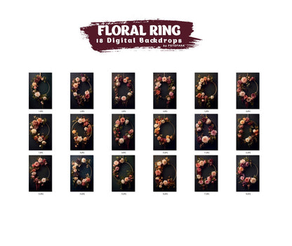 Floral Ring Digital Backdrop Maternity Floral Hoop Digital Backdrop Overlay Maternity Background Floral Hanging Floral Backdrop Hoop Wreath
