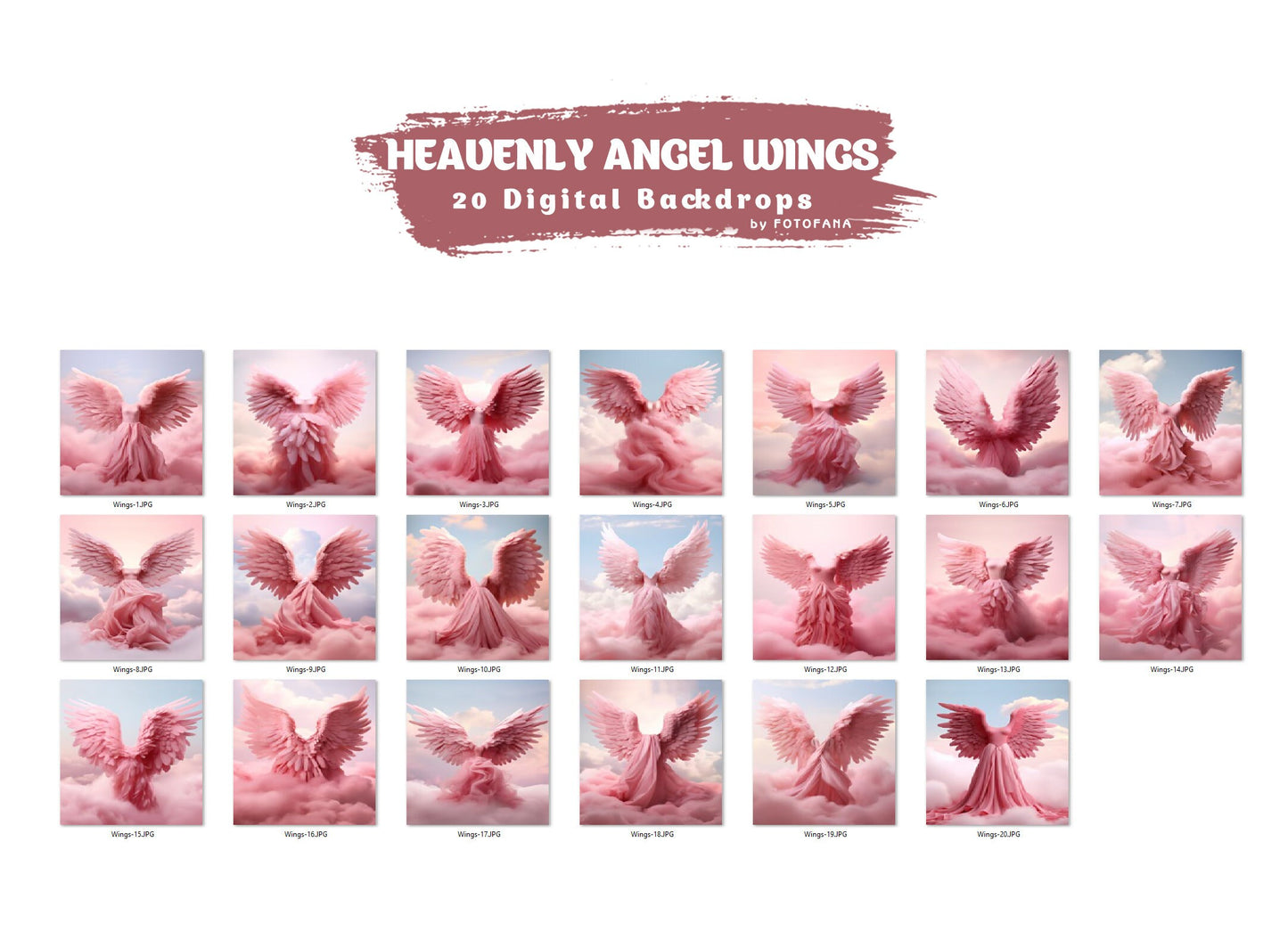 Angel Wings Digital Backgrounds Maternity Backdrop Overlays Studio Backdrops Photoshop Maternity Fine Art Textures Photoshop Overlays JPG