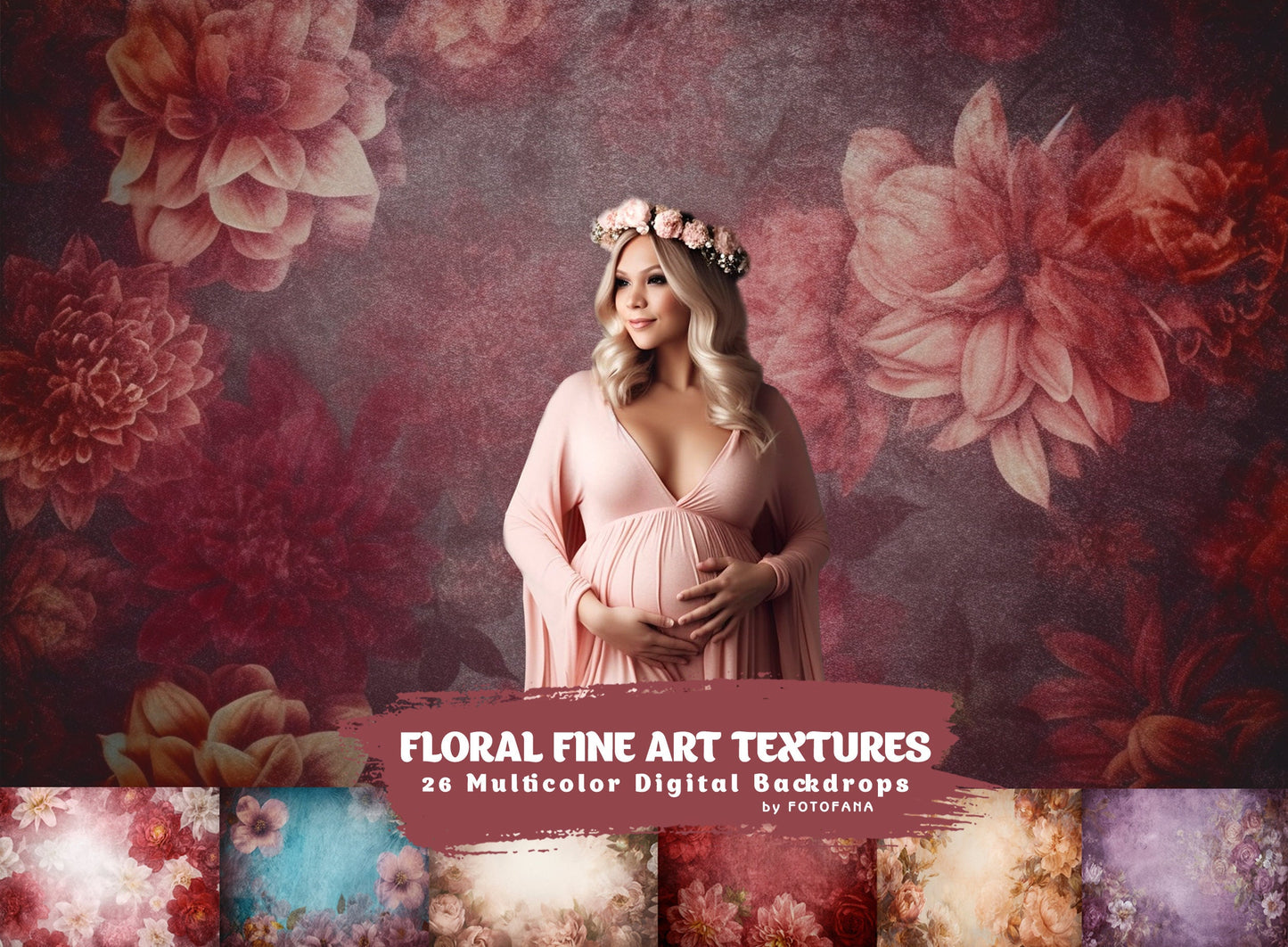 Floral Fine Art Portrait Texture, Photography Digital Background, Photoshop Overlays editing, Maternity Textures overlays, Photo Overlay