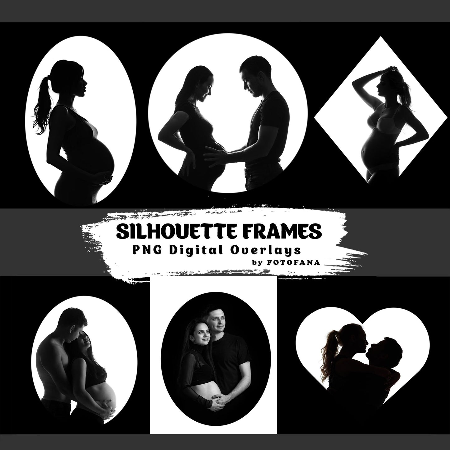 Shadow Overlay Frame Overlay Silhouette Overlay Modern Maternity Overlay Maternity Frame Maternity Ring Digital Backdrop Digital Background