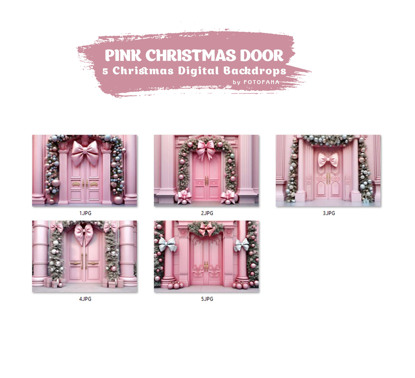 5 Christmas Digital Background Pink Christmas Digital Backdrop Holiday Phogtography Overlay for kids Toddlers Pets Christmas Backdrop JPG