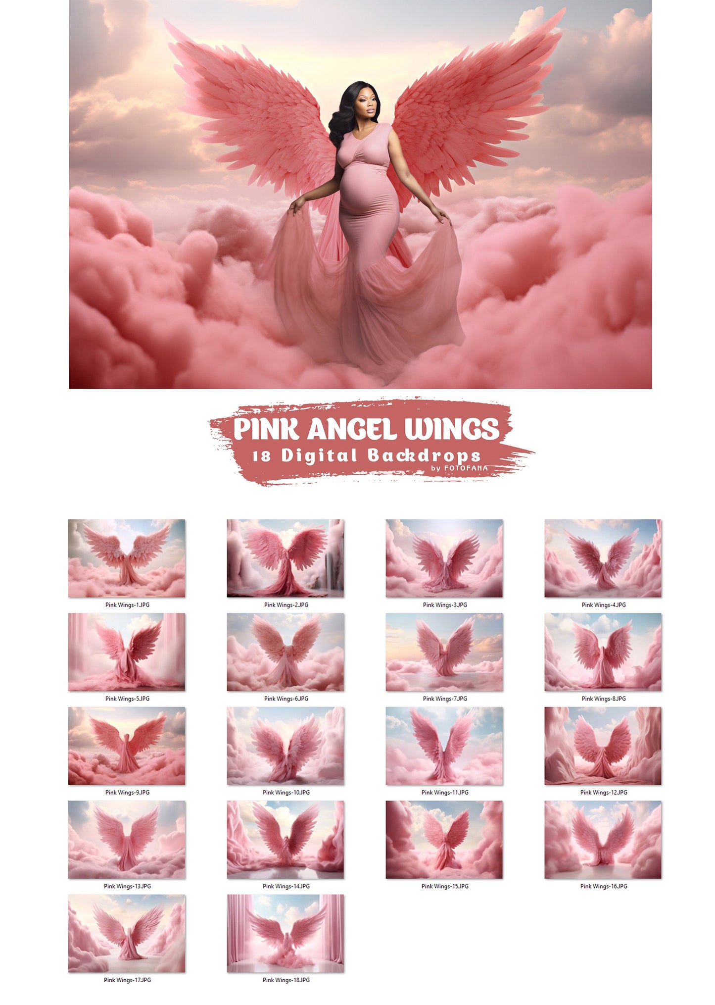 Angel Wings Digital Backgrounds Maternity Backdrop Overlays Studio Backdrops Photoshop Maternity Fine Art Textures Photoshop Pink Wings