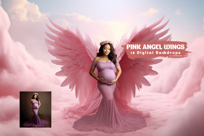 Angel Wings Digital Backgrounds Maternity Backdrop Overlays Studio Backdrops Photoshop Maternity Fine Art Textures Photoshop Pink Wings