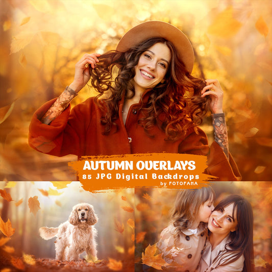 Autumn Overlays for Photoshop Digital Backdrop Autumn Leaves Overlay Fall Digital Backdrop Painted Digital Background Falling leaves Texture