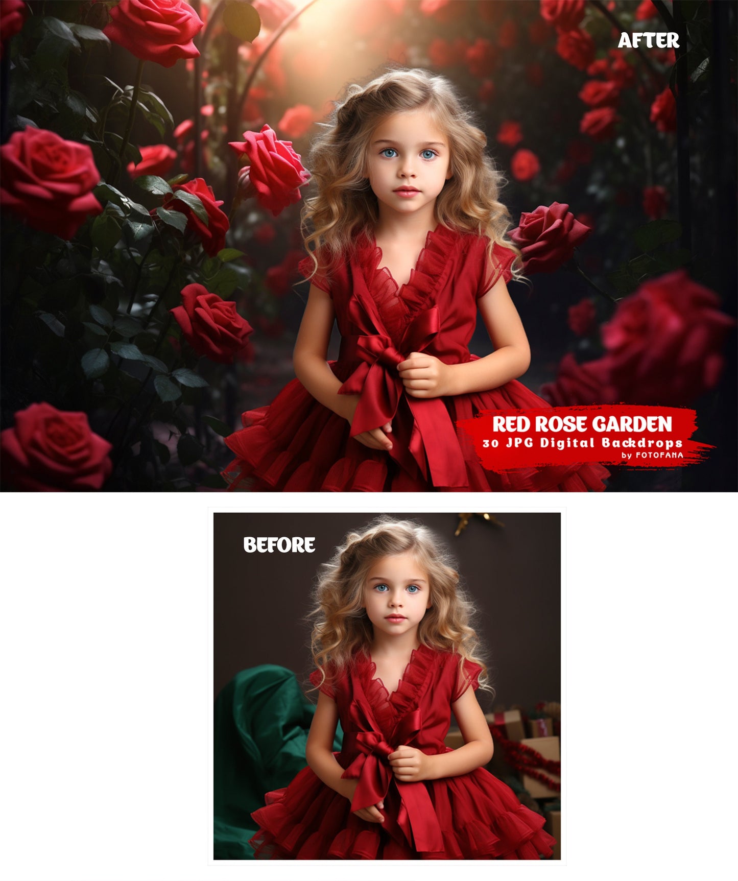 Red Rose Garden digital backdrop Portait Summer Flower Photography Composite Digital Background Maternity Backdrop Floral Overlay Backdrop