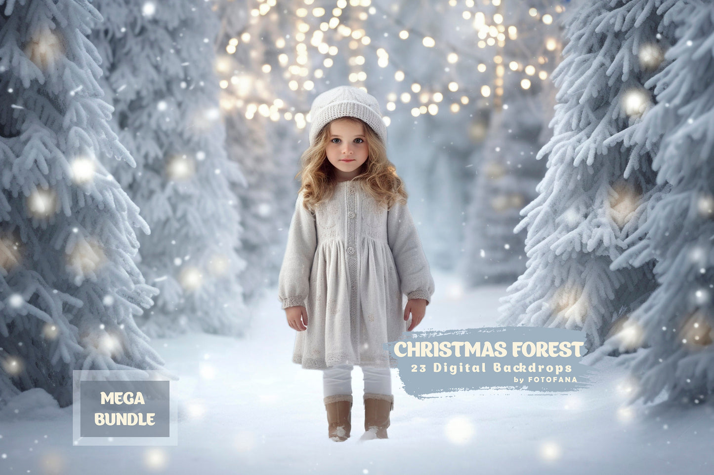 23 Christmas Forest Backdrop Winter Backdrop Christmas Snow Magic Forest Bokeh Digital Background Christmas Studio Digital Backdrop Overlays