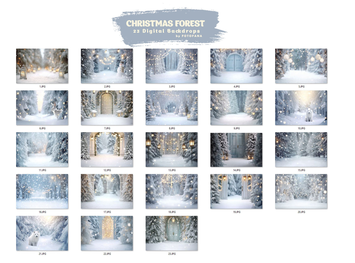 23 Christmas Forest Backdrop Winter Backdrop Christmas Snow Magic Forest Bokeh Digital Background Christmas Studio Digital Backdrop Overlays