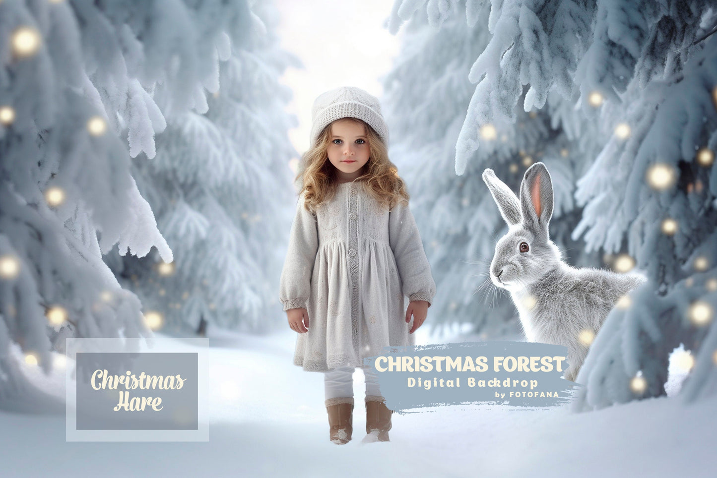 Christmas Forest Backdrop Winter Backdrop Christmas Snow Magic Forest Bokeh Digital Background Christmas Studio Digital Backdrop Overlay JPG