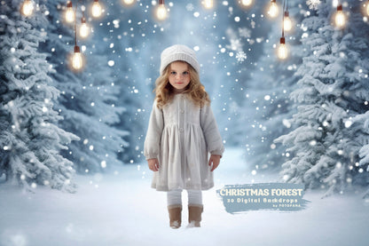 30 Christmas Forest Backdrop Winter Backdrop Christmas Snow Magic Forest Digital Background Overlay Christmas Studio Backdrop Photography