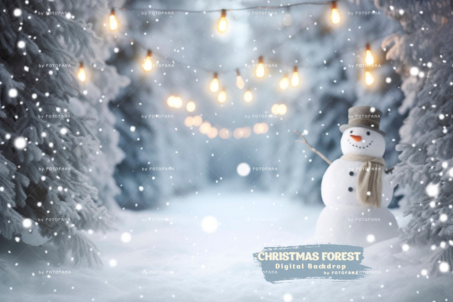 Christmas Forest Backdrop Winter Backdrop Christmas Snow Magic Forest Snowman Digital Background Christmas Studio Digital Backdrop Overlay