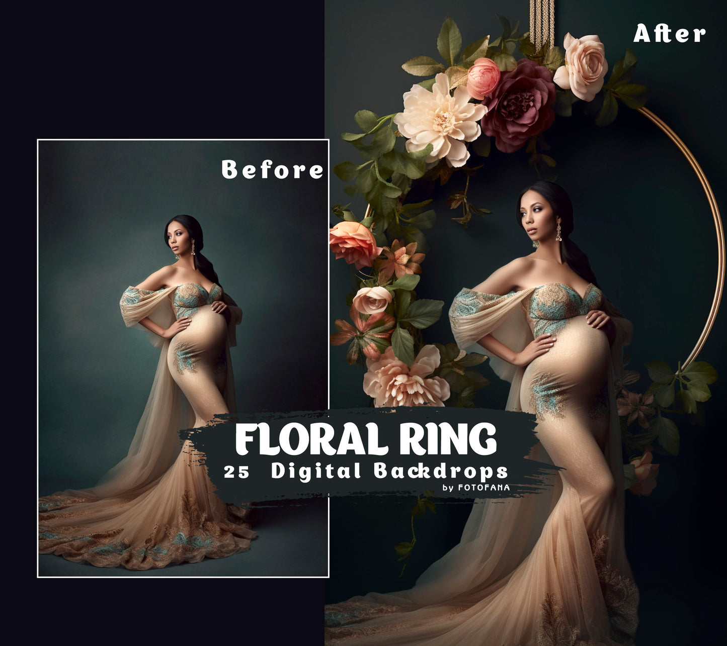 25 Floral Ring Digital Backdrop Maternity Floral Hoop Digital Backdrop Overlay Maternity Background Floral Hanging Floral Backdrop Hoop JPG