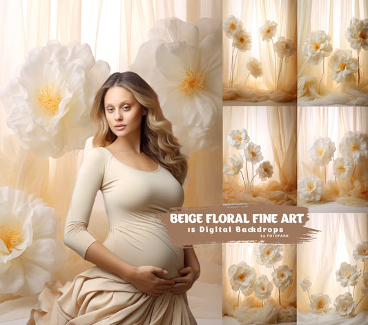 Fine Art Beige Floral Digital Backdrops Maternity Backdrop Overlay Photoshop Art Textures Overlays Photography Digital Background Overlays