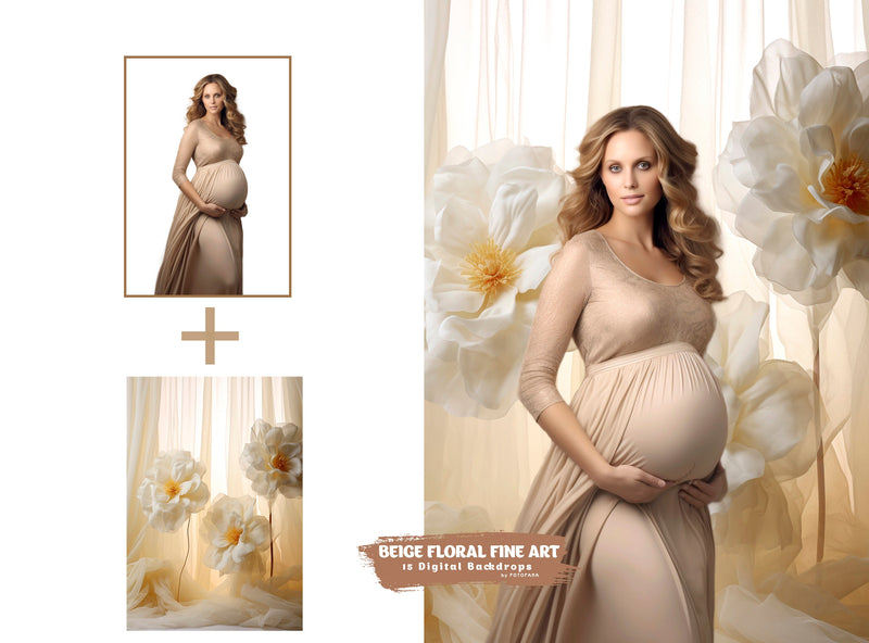 Fine Art Beige Floral Digital Backdrops Maternity Backdrop Overlay Photoshop Art Textures Overlays Photography Digital Background Overlays