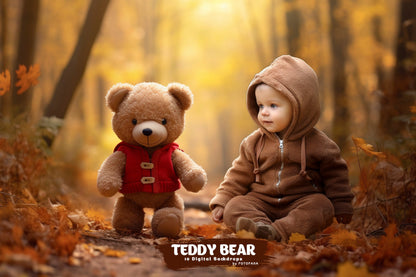 Teddy Bear Digital background Autumn backdrop Nature Path Photoshop composite Digital Backdrop for Photoshop Creative Digital backdrop JPG