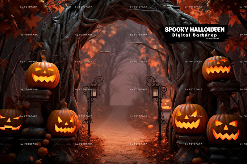 Trick‑Or‑Treat Ghost Halloween Backdrop