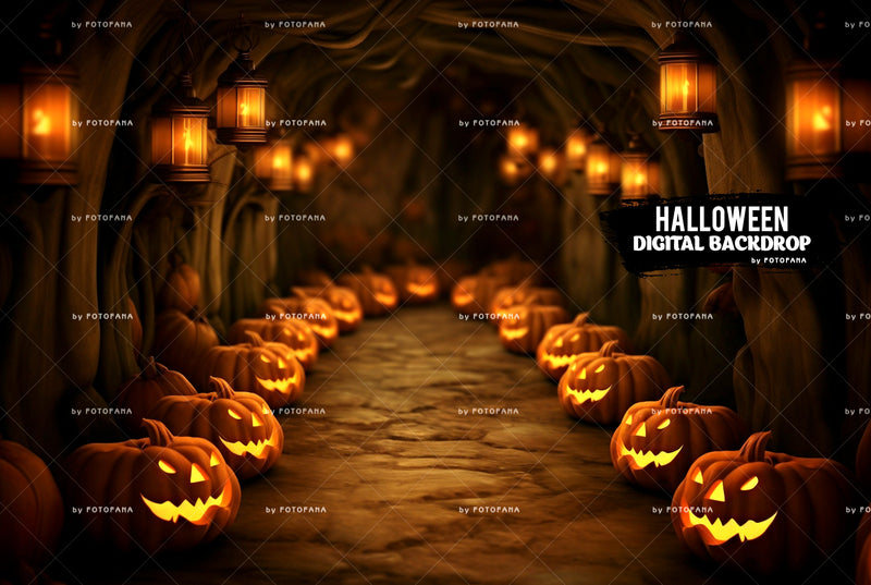 Jack‑O‑Lantern Arch Digital Backdrop