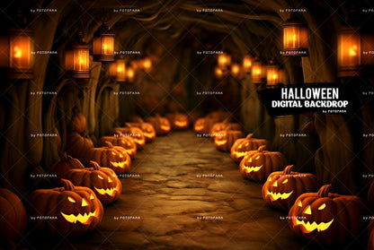 Jack‑O‑Lantern Arch Digital Backdrop