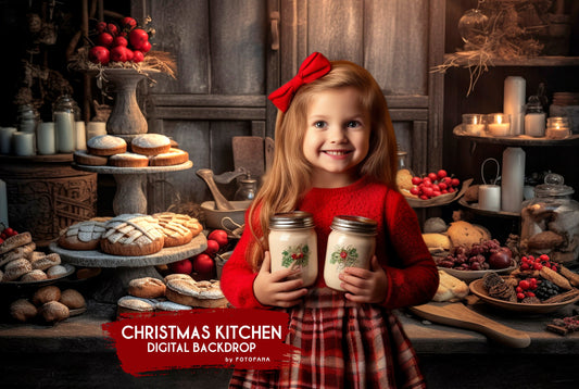 Kitchen Christmas Digital Backdrop Photography Christmas Digital Background Composite Christmas Digital Template Bakery Backdrop Portrait