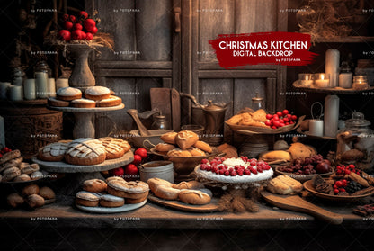 Kitchen Christmas Digital Backdrop Photography Christmas Digital Background Composite Christmas Digital Template Bakery Backdrop Portrait