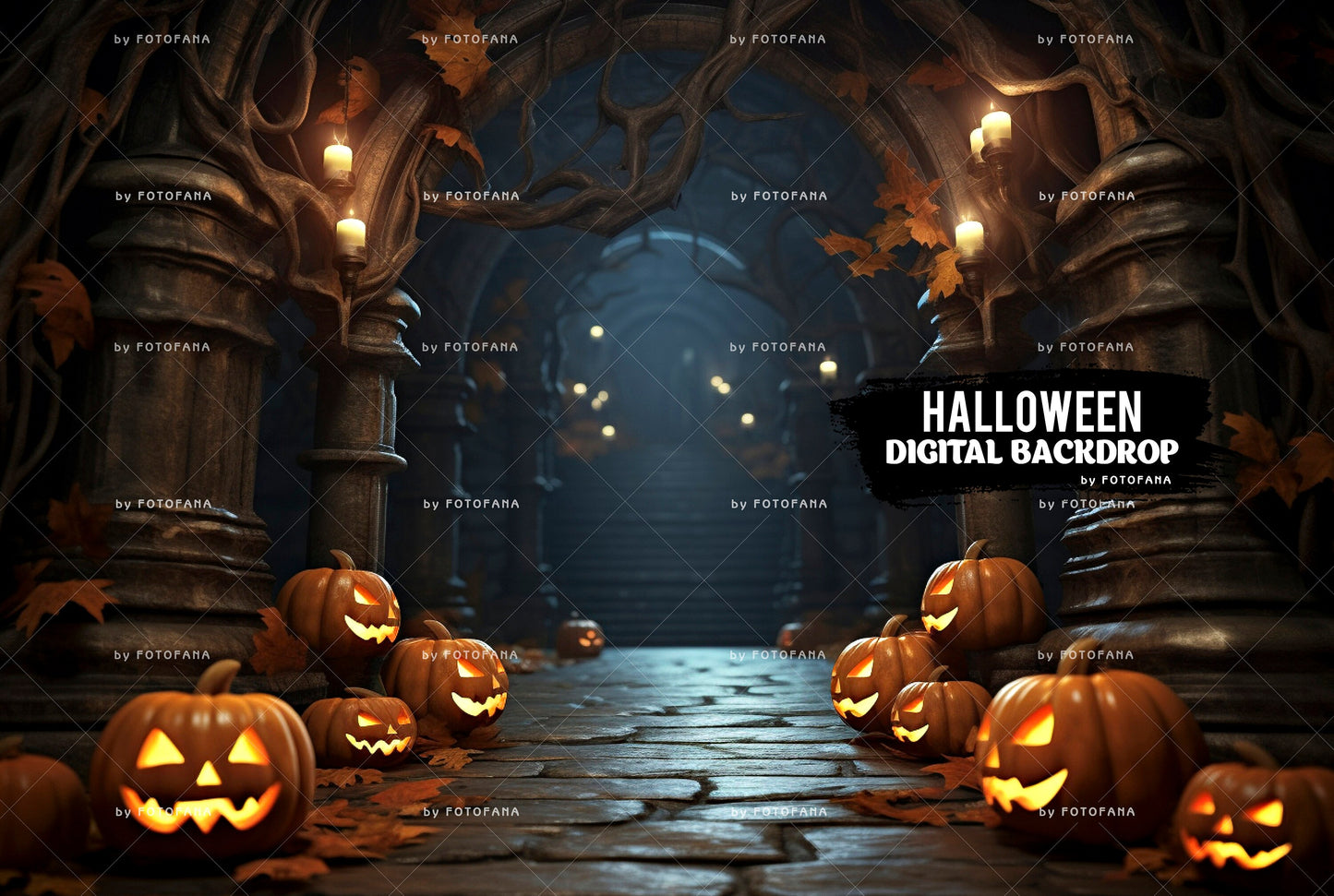 Halloween Digital Backdrop Pumpkins Halloween Creepy Backdrop Jack O' Lantern Halloween Overlay Digital Background for Photoshop Composite