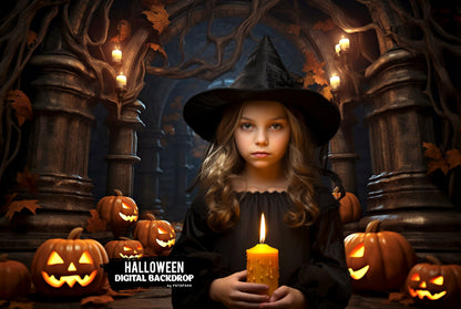 Creepy pumpkin digital overlay Halloween backdrop