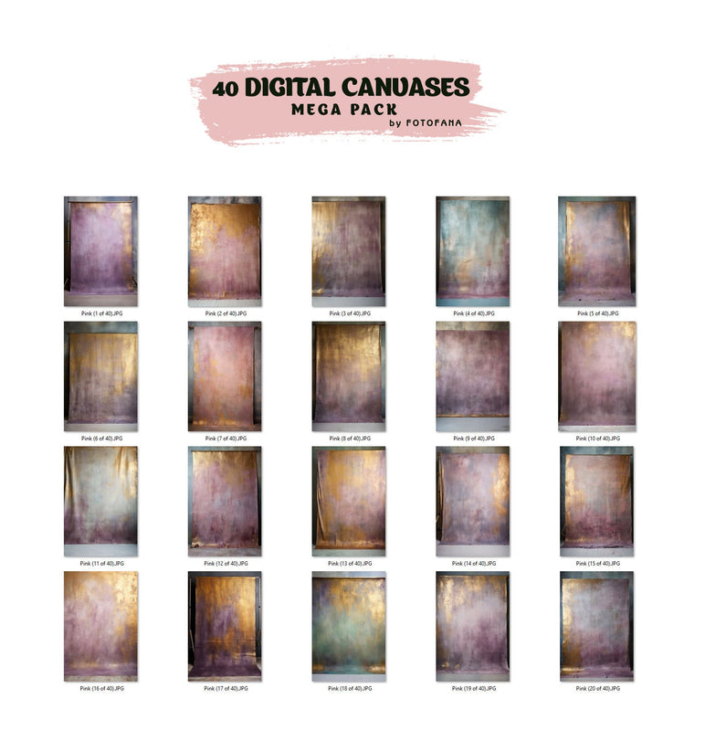 40 Fine Art Hand Painted Canvas Digital Backdrops Photography Digital Backgrounds Pink Maternity Backdrops Photoshop Textures Overlays