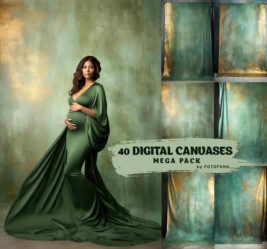 40 Fine Art Hand Painted Canvas Digital Backdrops, Photography Digital Backgrounds, Green Maternity Backdrops, Photoshop Textures Overlays