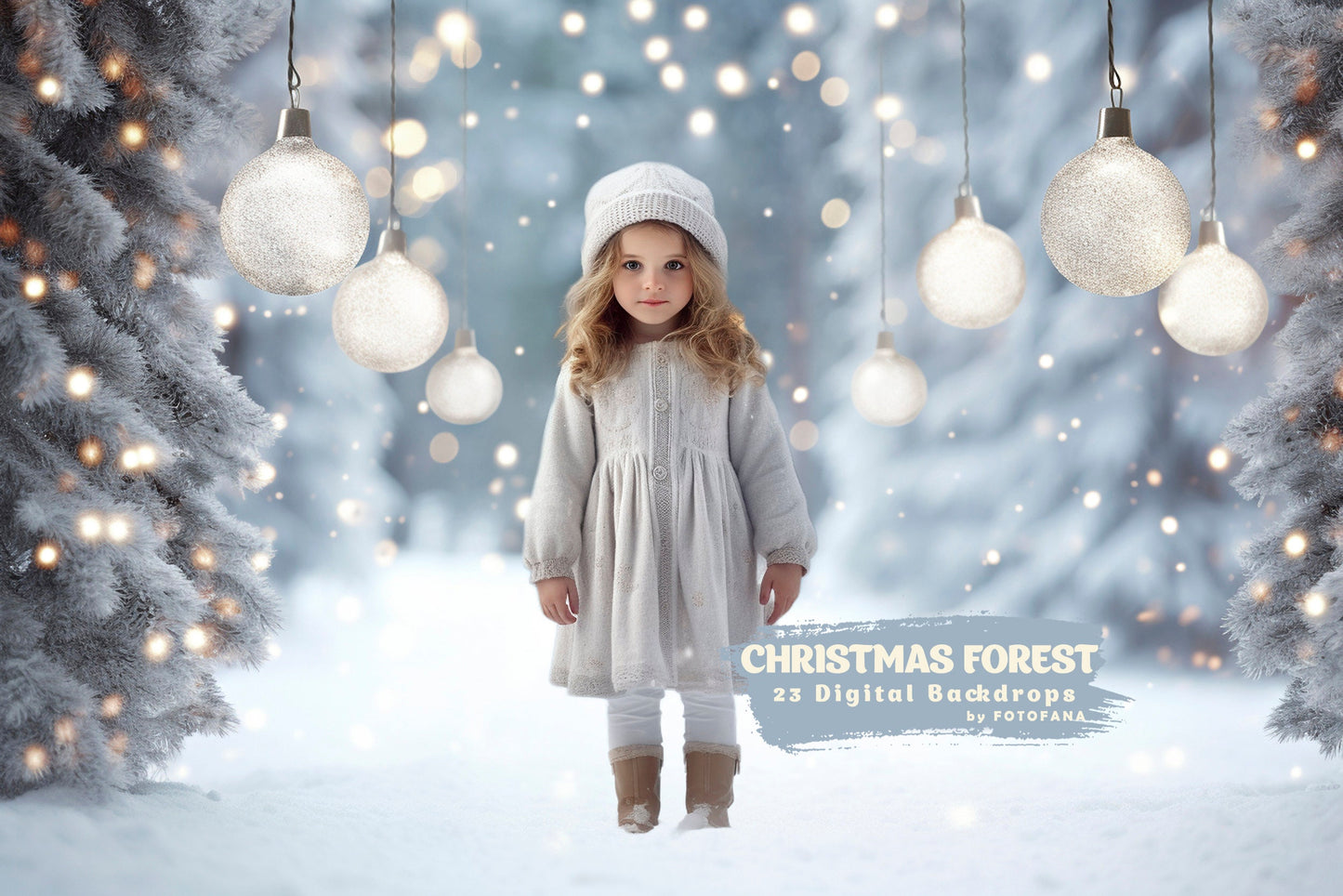 23 Christmas Forest Backdrop Winter Backdrop Christmas Snow Magic Forest Bokeh Digital Background Christmas Studio Digital Backdrop Overlays