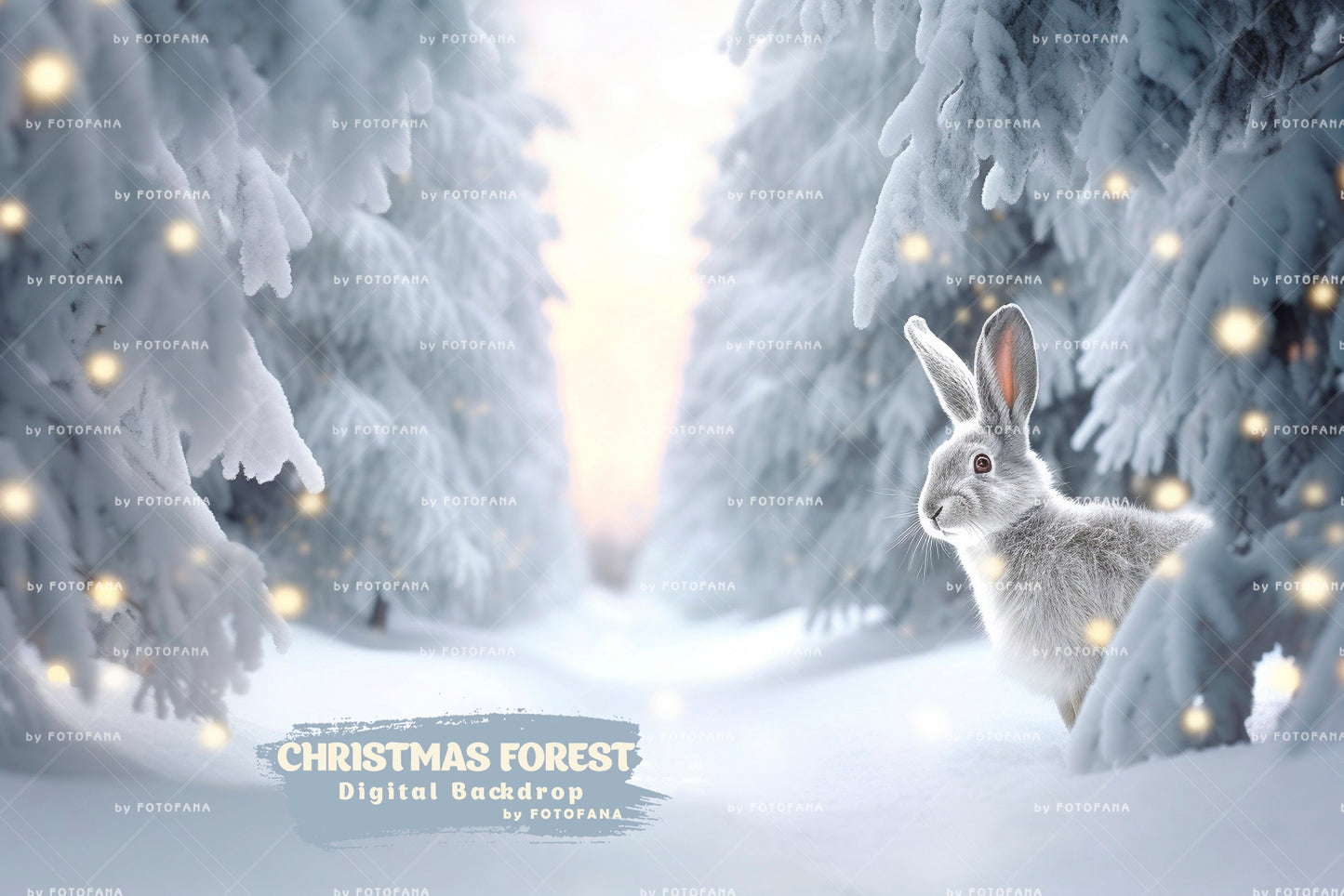 Christmas Forest Backdrop Winter Backdrop Christmas Snow Magic Forest Bokeh Digital Background Christmas Studio Digital Backdrop Overlay JPG