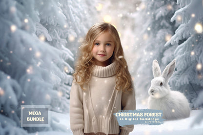 30 Christmas Forest Backdrop Winter Backdrop Christmas Snow Magic Forest Digital Background Overlay Christmas Studio Backdrop Photography