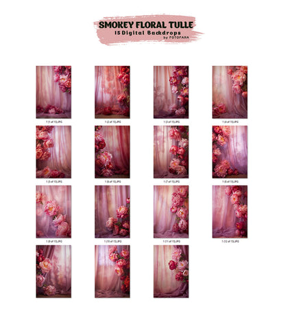 Smokey Floral Tulle Digital Backdrops Maternity Backdrop Overlay Photoshop Textures Overlays Photography Digital Backdrops For Photography
