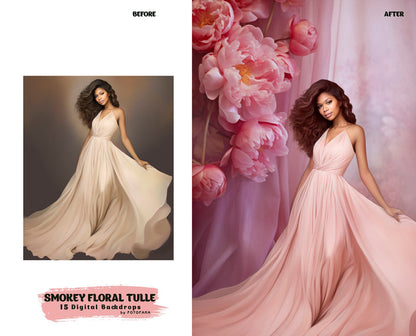 Smokey Floral Tulle Digital Backdrops Maternity Backdrop Overlay Photoshop Textures Overlays Photography Digital Backdrops For Photography