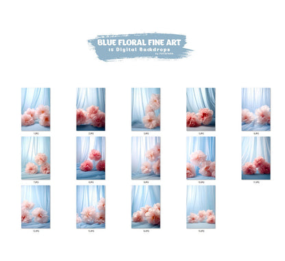 Fine Art Blue Floral Digital Backdrops Maternity Backdrop Overlay Photoshop Art Textures Overlays Photography Digital Background Overlays