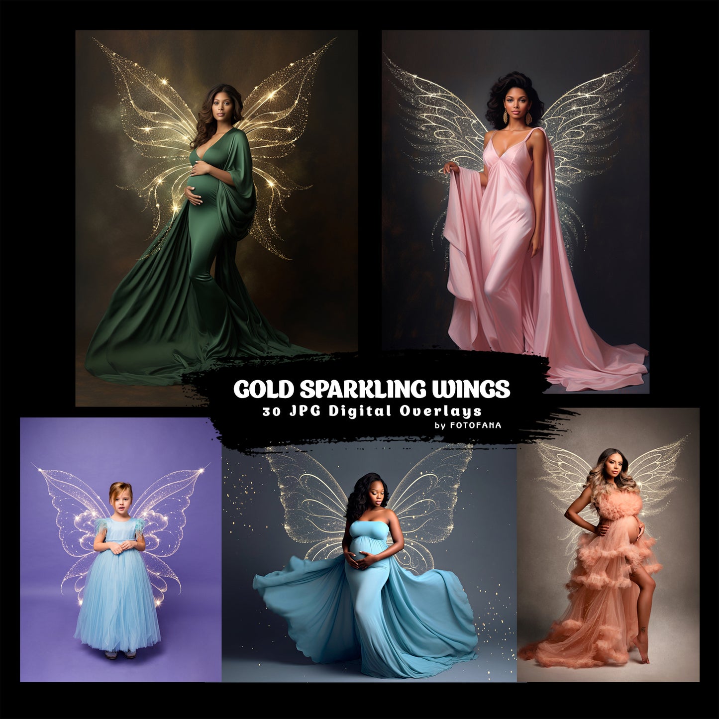 30 Gold Glitter Wings Fairy Wings Digital Backdrop Maternity Backdrop Overlays Studio Backdrop Photoshop Maternity Fine Art Textures Overlay