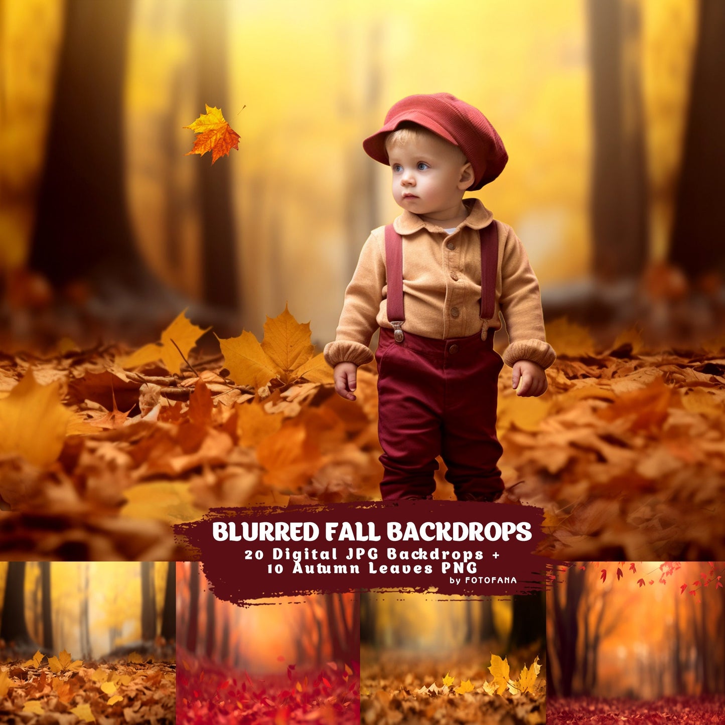 Blurred Fall Portrait Backdrops for Photoshop Digital Autumn Photo Editing Backgrounds Autumn Leaves Fall Overlays Autumn Backdrops Digital