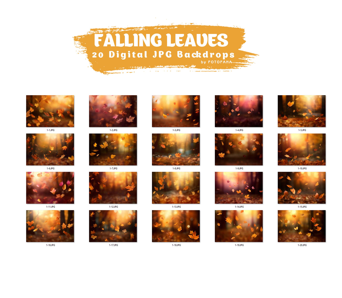 Falling leaves Digital Backdrops Autumn Overlays for Photoshop Digital Backdrop Overlay Fall Digital Backdrop Painted Digital Background JPG