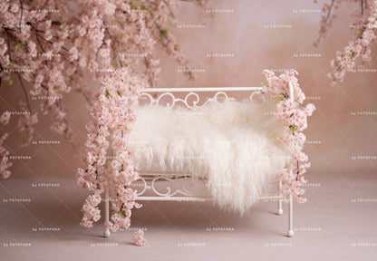 Newborn Digital Bed Background Newborn Baby Girl Digital Backdrop Floral Newborn Backdrop Blossoms Digital Spring Newborn Princess Bed Jpg