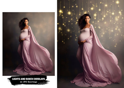 50 Lights And Bokeh Overlays Gold Maternity Rings Circle Overlays Christmas Maternity Light Ring Circles Shine Ring Light Maternity Backdrop