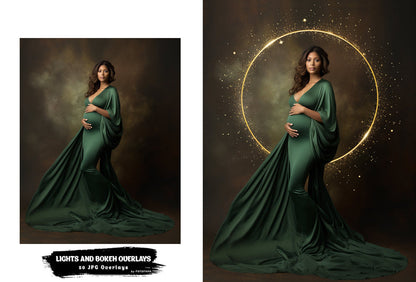 50 Lights And Bokeh Overlays Gold Maternity Rings Circle Overlays Christmas Maternity Light Ring Circles Shine Ring Light Maternity Backdrop