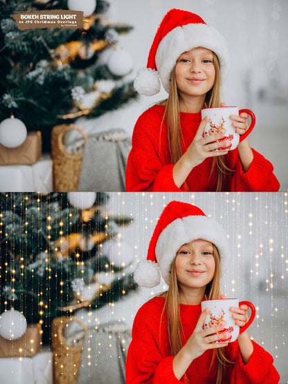 Bokeh String Light Overlays Christmas Overlays Fairy Light Photoshop Overlays Christmas Bokeh Christmas Digital Backdrop Winter Overlay
