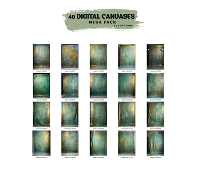 40 Fine Art Hand Painted Canvas Digital Backdrops, Photography Digital Backgrounds, Green Maternity Backdrops, Photoshop Textures Overlays