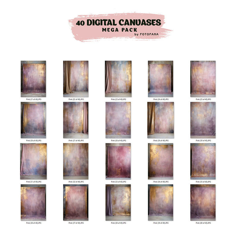 40 Fine Art Hand Painted Canvas Digital Backdrops Photography Digital Backgrounds Pink Maternity Backdrops Photoshop Textures Overlays