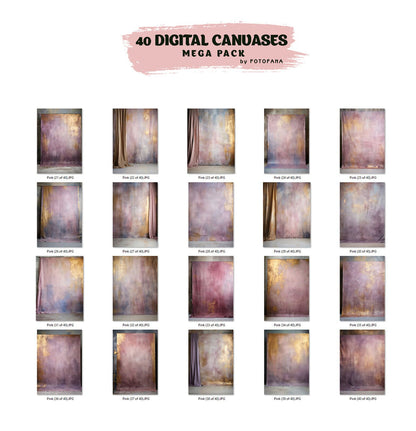 40 Fine Art Hand Painted Canvas Digital Backdrops Photography Digital Backgrounds Pink Maternity Backdrops Photoshop Textures Overlays