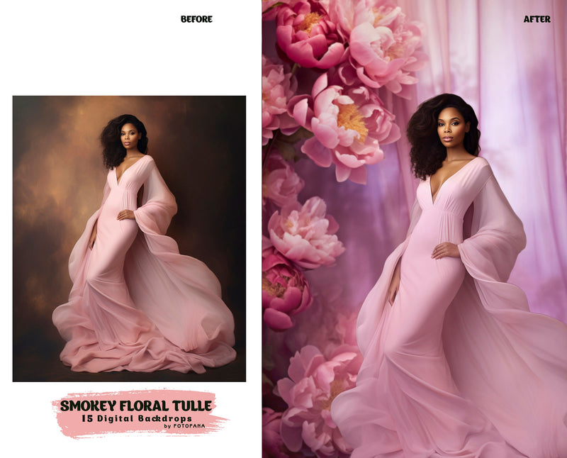 Smokey Floral Tulle Digital Backdrops Maternity Backdrop Overlay Photoshop Textures Overlays Photography Digital Backdrops For Photography