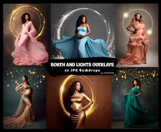 Bokeh and Lights Overlays Gold Maternity Rings Christmas Overlays Circle Maternity Light Ring Circles Shine Ring Light Maternity Backdrop