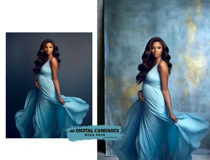 40 Fine Art Hand Painted Canvas Digital Backdrops Photography Digital Backgrounds Blue Maternity Backdrops Photoshop Textures Overlays